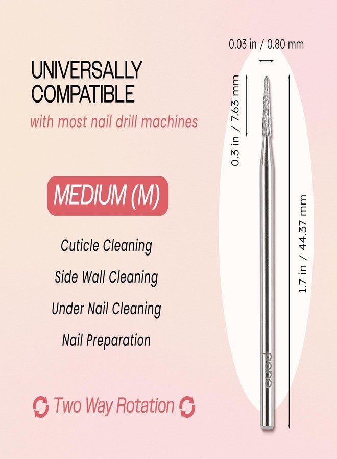 PANA 3/32" Carbide Cuticle Nail Drill Bit for Cuticle Cleaning, Dead Skin Removal, Gel Polish & Acrylic Removal, Under Nail Cleaner, Nail Salon, Manicure Tools (Sharp Point - Silver, Medium) - Image 3